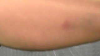 Very Very Strong Pee Stream on the Wall in Pantyhose and High Heels