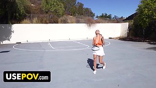 Big titty blonde milf is horny after her gym sessiona nd wants to blow off steam by fucking with me