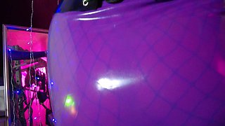 Dominatix Eva Latex Femdom Fetish Purple Rubber Big Ass MILF BDSM Solo Fuck Machine Hot High Heels
