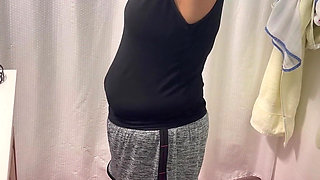 Mature Woman Undressing and Spreading Ass and Playing with Her Boobs