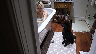 Sexy black amateur caught taking a shower on hidden cam