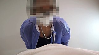 Nurse gives a handjob to her patient in a public medical center