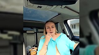 BondGirl Driving Tease  Big Tits, Pussy with Vibrating Toy