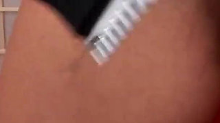 Hot MILF shaves her pussy