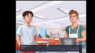 Summertime Saga, she gave him a handjob in the shower and cleaned him up.