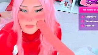 Blonde teen in solo action with her pussy