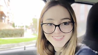 Latina Teen's Car Blowjob: Cumshot After Work