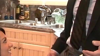Wonderful girl having nice sex in the kitchen