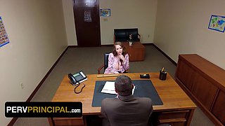 Brunette MILF stepmother fucked in Univercity principal office - reality hardcore