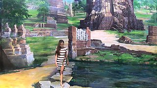 Big ass Thai GF museum visit and fuck