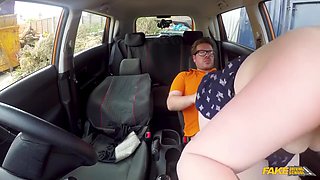 Ryan Ryder And Harley Morgan In A Fat Redhead Chick Rides A Stiff Dick During A Driving Lesson