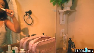 Old prof surprising a petite asian teenage