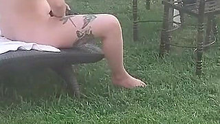 I Recorded My Stepsister Sunbathing Naked and Masturbating in the Garden