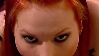 Redhead whore blows off rich pig