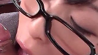 Japanese Teen Secretary with Glasses Seduce to Suck Fat Cock of Old Ugly Guy in Uncensored JAV