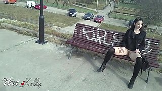Girl Flashing In Public Park With Wet Kelly