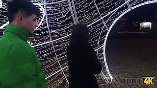 Hot Brunette Fucks Stranger on Christmas Eve - POV Hardcore Sex