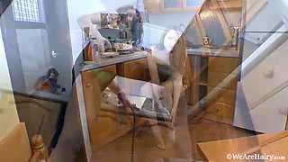 Jein Best strips in kitchen to put on a show - WeAreHairy