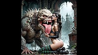 AI Dungeon Sluts 57: Kleio Fucked By Moss Monster With AI Voice - Big Cock Blowjob & Deep Throat Teen