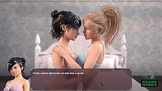 Watching animated lesbian teens in 69 position while making out