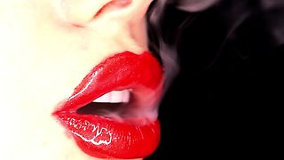 Glossy Red Lips & Smoking Fetish