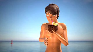 3DGSPOT - Oily Babe Gets Her Pussy Pounded At The Beach! 3D ANIMATION!