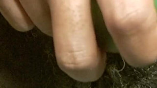 Rubbing Fingering My Hairy Pussy Stimulating My Clit with Vibrator
