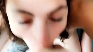 Hot POV homemade blowjob with brunette girlfriend