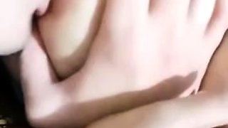 Slutty amateur flashing her big boobs in the backseat