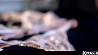 A very skinny Asian woman in erotic lingerie is fucked by a white fetishist