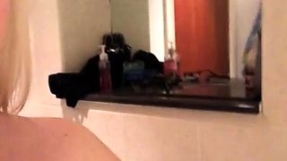 Ebony girl showers her big ass amp masturbating