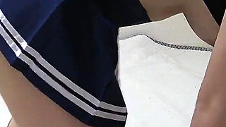 A Japanese Girl in Wedgie Thong Panties Cleans Her Apartment While Repeatedly Fixing Her Big Tits That Stick Out of Her T-shirt