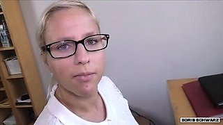 Boris Schwarz Fucks Hot Blonde Secretary in Office - Creampie Missionary POV
