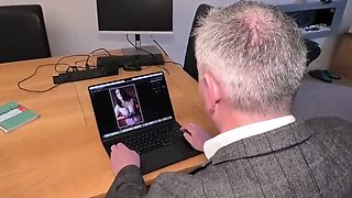 Office Manager Catches Secretary with Big Natural Tits Cheating on Desk