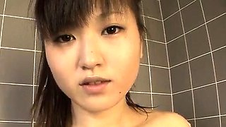 Ryo Asaka starts touching her vag in the shower
