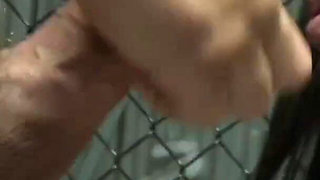 Gorgeous brunette beauty is getting plowed in the cage