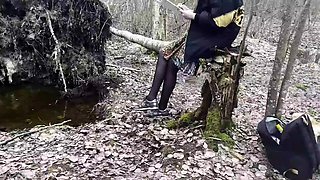 busty girl gets rough fucked in the forest