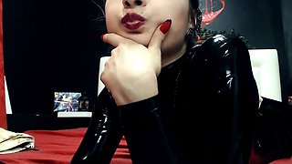 Latex slut solo anal masturbation