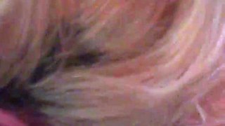 Close up with blonde seductress masturbating pussy