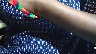 South Indian Beauty Massaging Her Hot Boobs with Oil