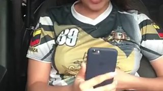 Sexy soccer player has a hot video call with her boyfriend