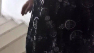 Walking on the Stairs to Show off Breasts