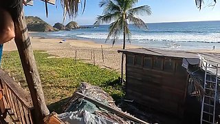 A Nice Blowjob On The Terrace Overlooking The Beach