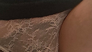 stepmother showing on camera her big lace panties