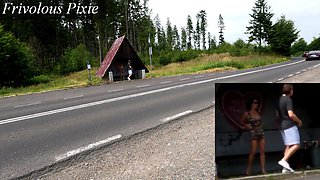 Rough Sex In Hot Cougar In A Leopard-print Dress Was Caught With A Younger Guy At The Bus Stop