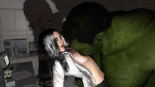 Hot Milf Nailed By Green Monster Cock and Creampied