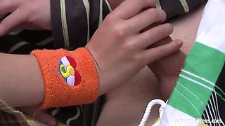 Teen Bella gets pussy fucked and jizzed outdoors
