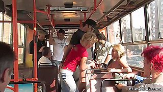 Blonde Sucking Outdoor And In A Bus