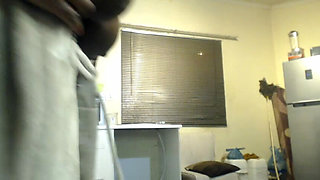 Black MILF Masturbating and Moaning in the Kitchen