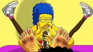 Wife Cheats on Her Husband with a Fitness Trainer. Cartoon. Simpsons Parody